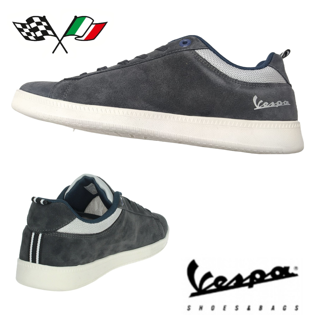 Scarpe Sneakers Vespa camoscio grigio V00013 300 97 Vespa Lombardo Moto Spare parts motorcycles and scooters Riesi CL